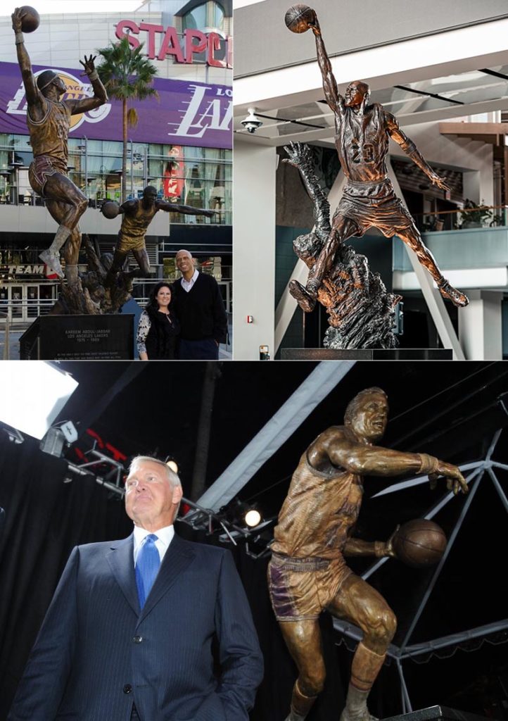 With Ranveer Singh signed as brand ambassador of NBA in India, here are some statues of NBA players he can take a picture with- Jerry West, Magic Johnson and Kareem Abdul-Jabbar at Staples Center, and Michael Jordan at United Center.